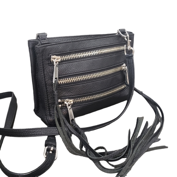 Rebecca Minkoff Handbags - REBECCA MINKOFF Five-Zip Crossbody Black Bag Leather Handbag